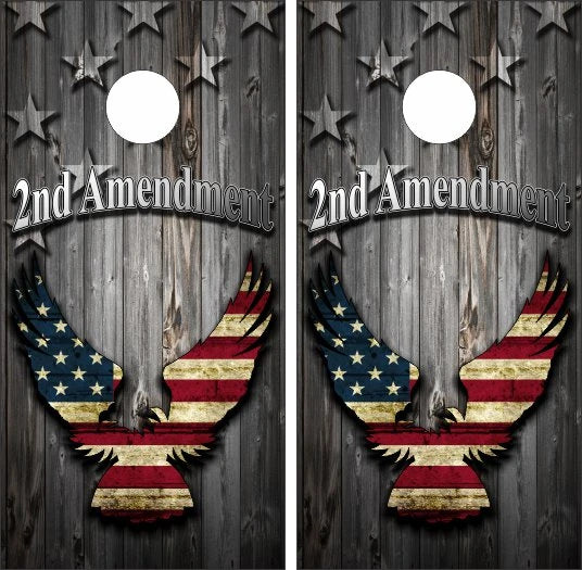 2nd Amendment American Flag Eagle Cornhole Wraps