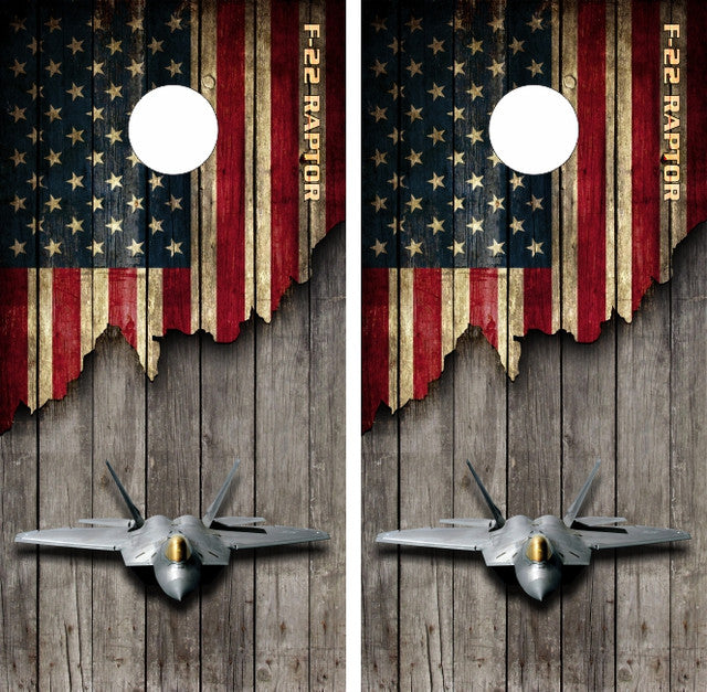 Air Force F-22 Raptor Super-Sonic Stealth Fighter Aircraft Cornhole Wraps
