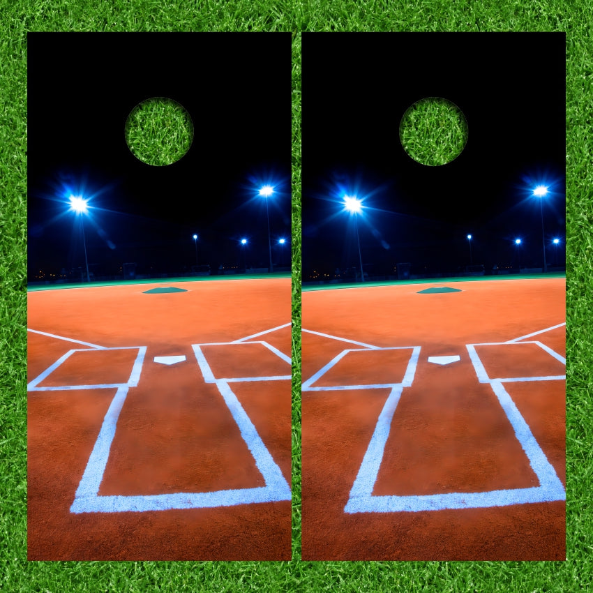 Baseball Field Home Plate Catcher's View Cornhole Wraps