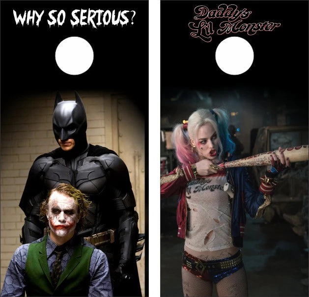 Batman Vs Joker Vs Harley Quinn Grunge Cornhole Wraps