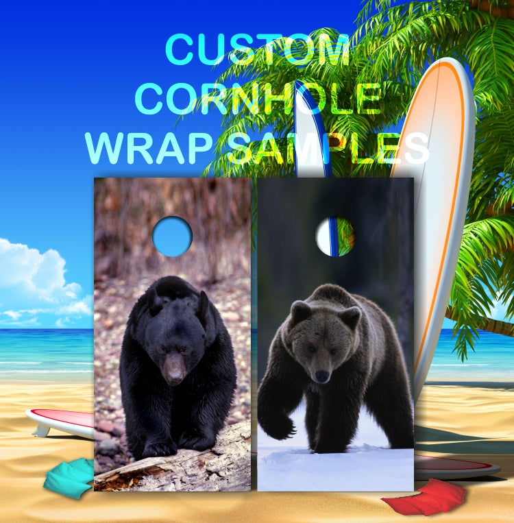 Black Bear in the Wild Cornhole Wraps