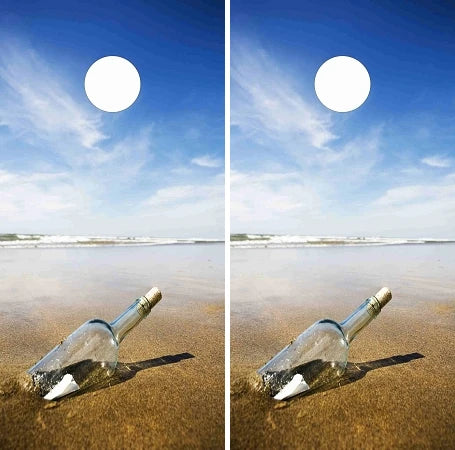 Beach Bottle in Sand Tropical Ocean Waves Cornhole Wraps