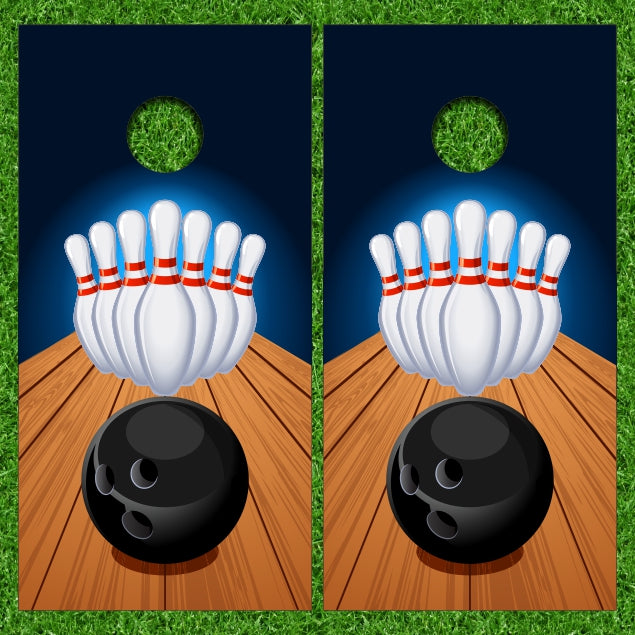 Bowling Lanes Add Custom Logo Version 5 Cornhole Wraps