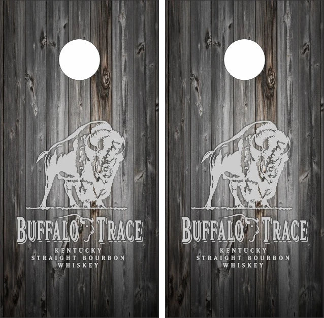 Buffalo Trace Gray Wood Background Cornhole Wraps