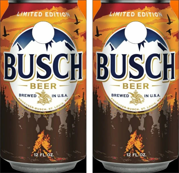 Busch Beer Limited Edition 12oz Campfire Can Design Cornhole Wraps