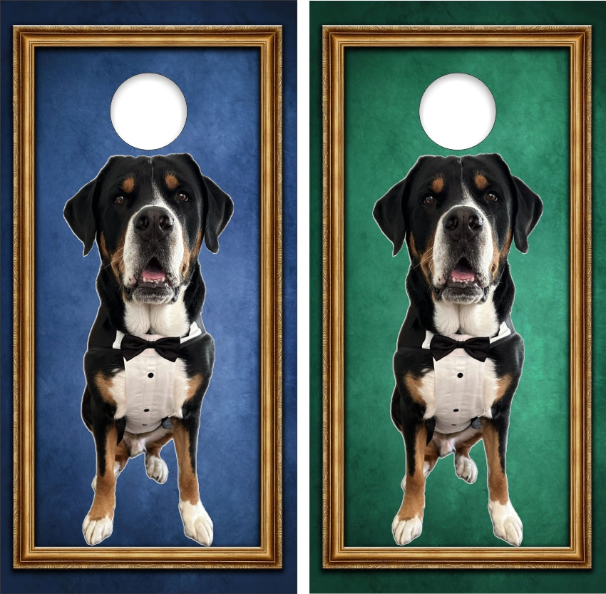 Dogs in Tuxedo Picture Frame Cornhole Wraps