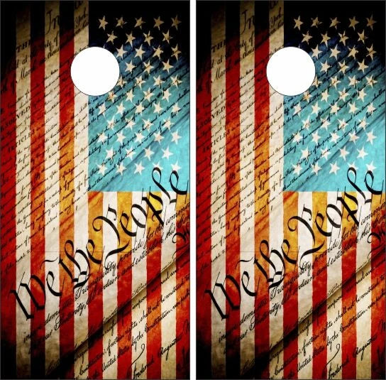 We The People American Flag Constitution Cornhole Wraps