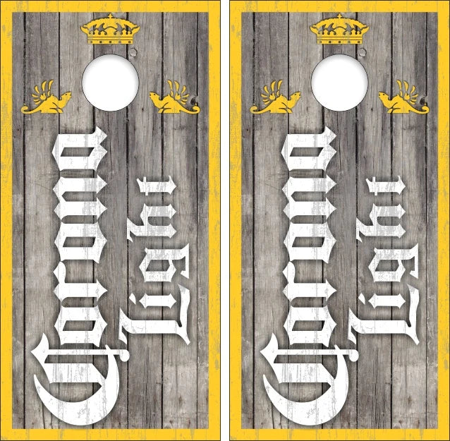 Corona Light Weathered Wood Look Cornhole Wraps