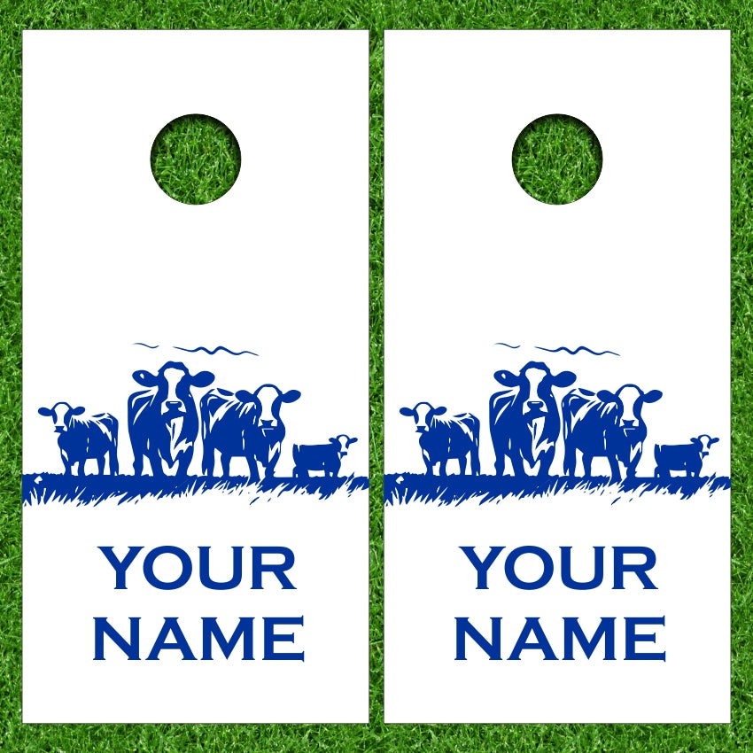 Cow Cattle Farm Custom Name Cornhole Wraps
