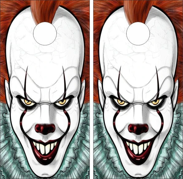 Scary Clown Face IT Halloween Spooky Cornhole Wraps