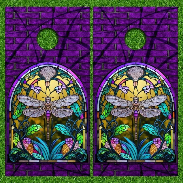 Dragonfly Stained Glass Effect Cornhole Wraps