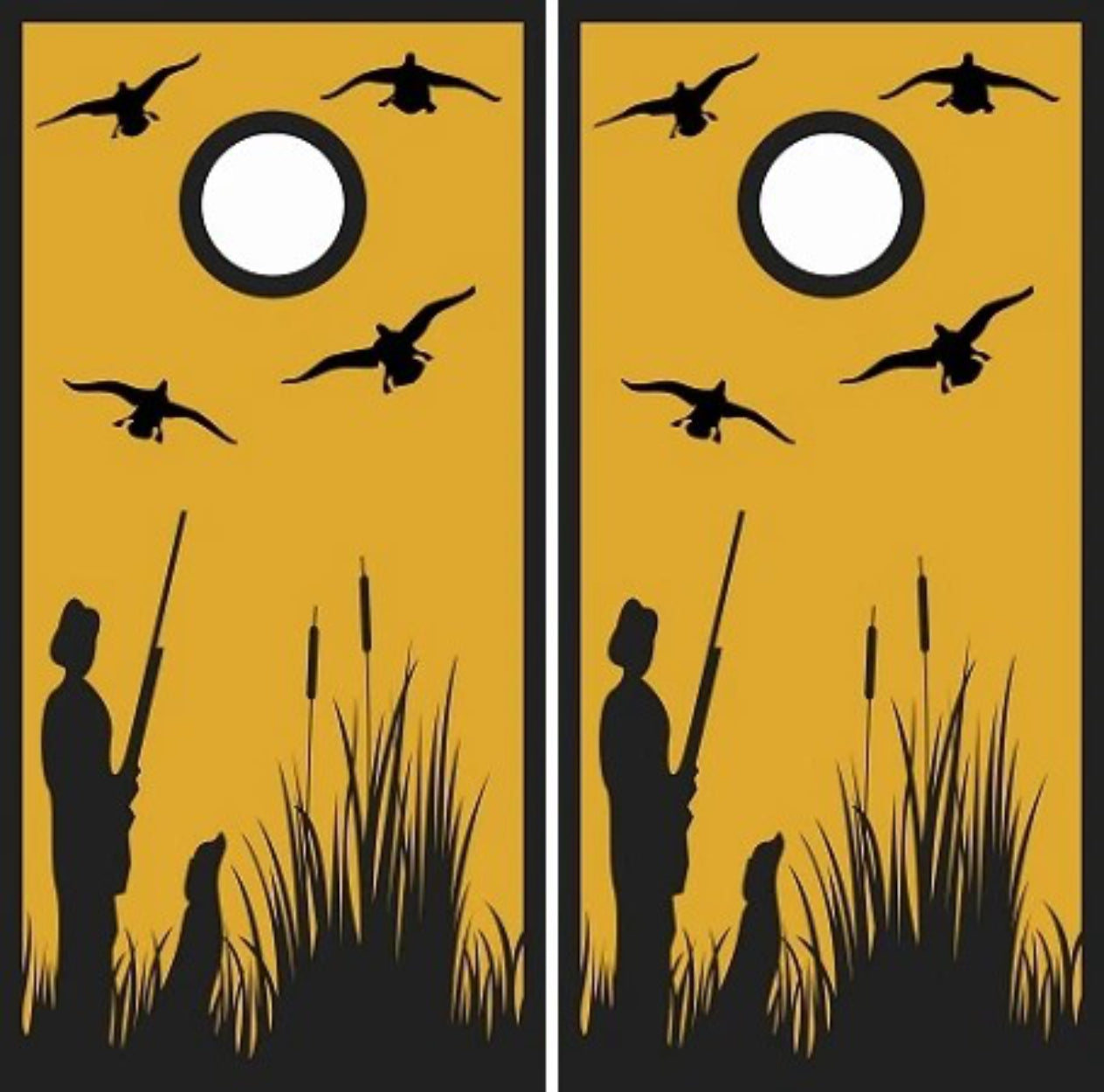 Duck Dog & Hunter in Grassy Area Cornhole Wraps