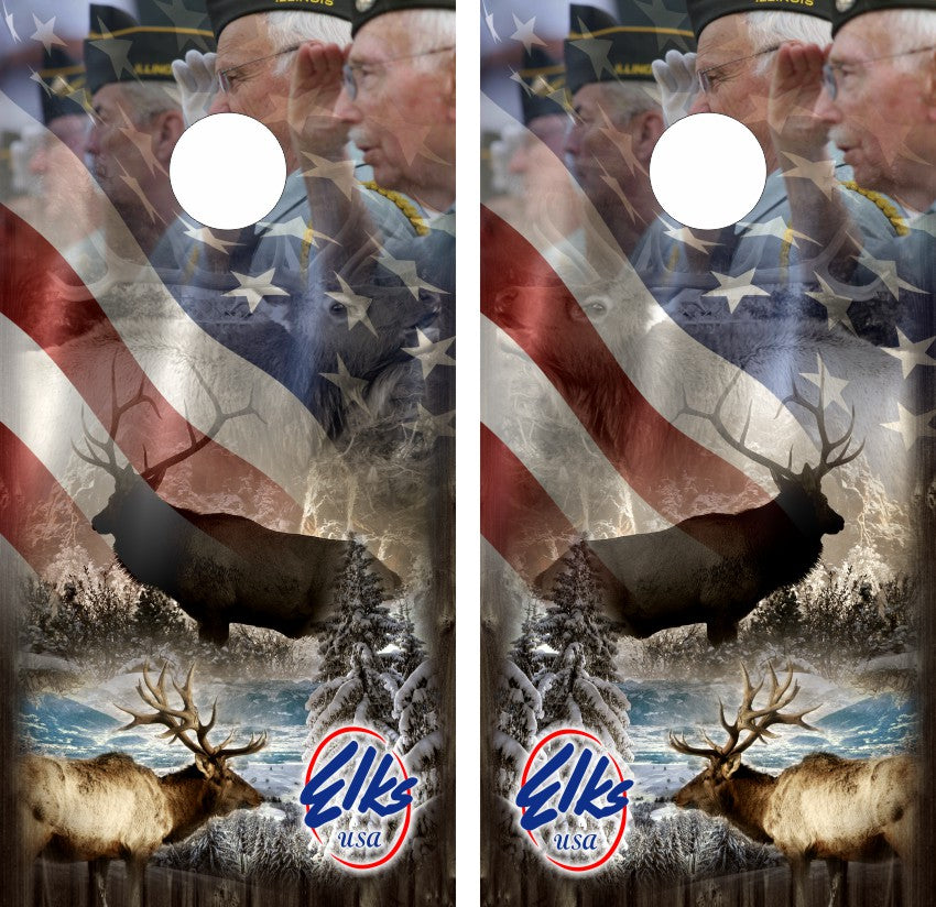 Veterans American Flag Elk Lodge Cornhole Wraps