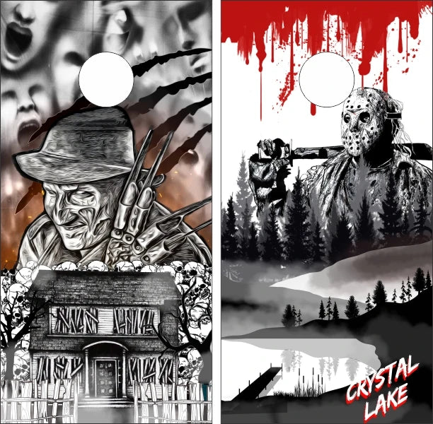Horror Freddy Krueger Nightmare On Elm Street & Jason Vorhees Friday The 13th Cornhole Wraps