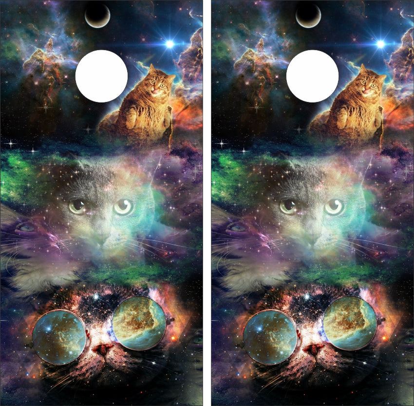 Galaxy Universe Cats in Space Version 2 Cornhole Wraps