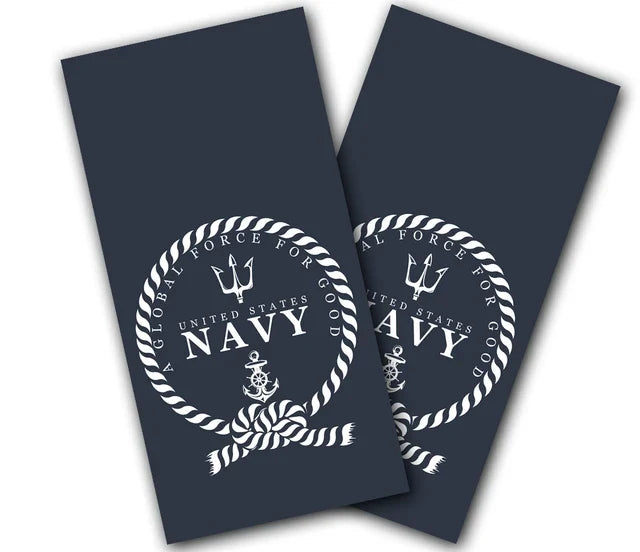 Navy A Global Force For Good with Dark Background Cornhole Wraps