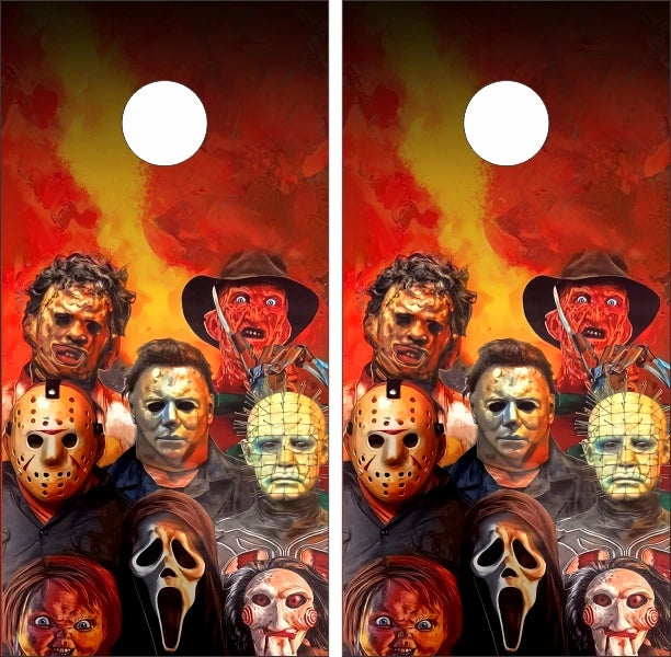 Halloween Spooky Scary Horror Michael Myers Freddy Krueger Jason Vorhees Chucky Leatherface Hellraiser JigSaw Ghostface Cornhole Wraps