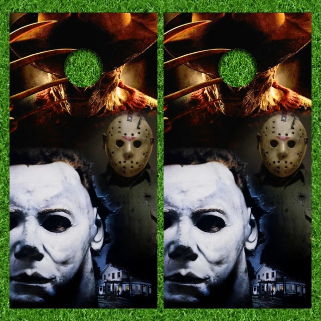 Halloween Spooky Scary Horror Michael Myers Freddy Krueger Jason Vorhees Cornhole Wraps