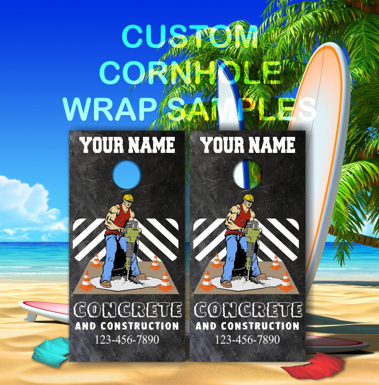Mechanics Tools Jackhammer Construction Worker Cornhole Wraps