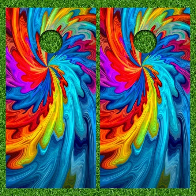 Colorful Liquid 3D Tie Dye Swirl Cornhole Wraps