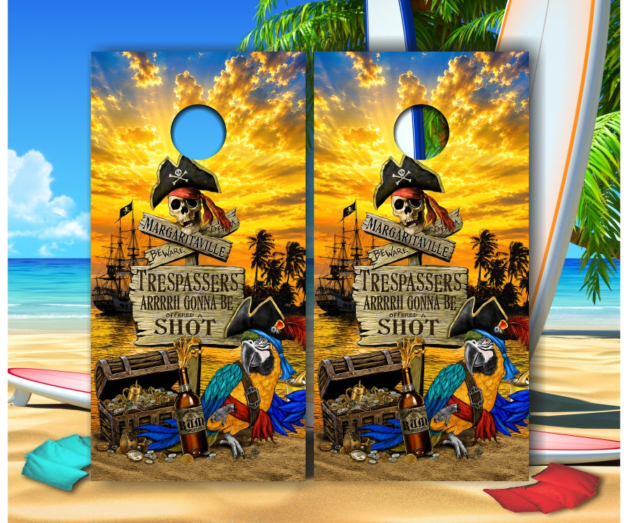 Parrot Pirate Beach Treasures Cornhole Wraps Version 4
