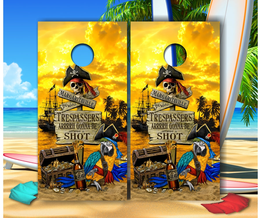 Parrot Pirate Beach Treasures Cornhole Wraps Version 2