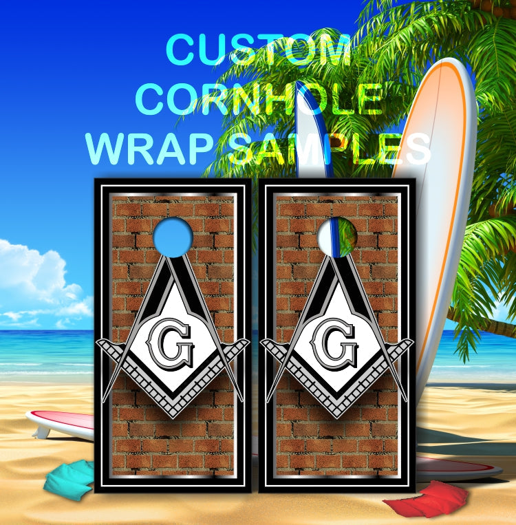 Masonic Masonry with Brick Background Cornhole Wraps