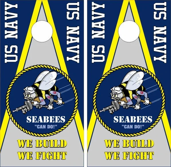 Navy Seabees We Build We Fight Triangle Look Cornhole Wraps