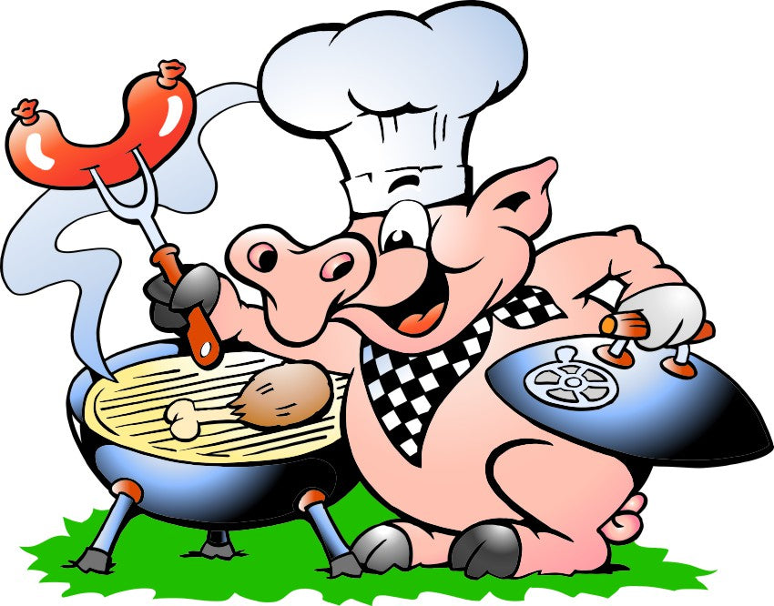 BBQ Chef Pig Cooking On Grill Decals