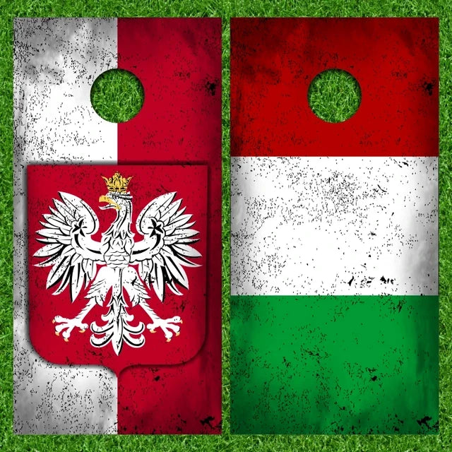 Poland Grunge Flag Cornhole Wraps