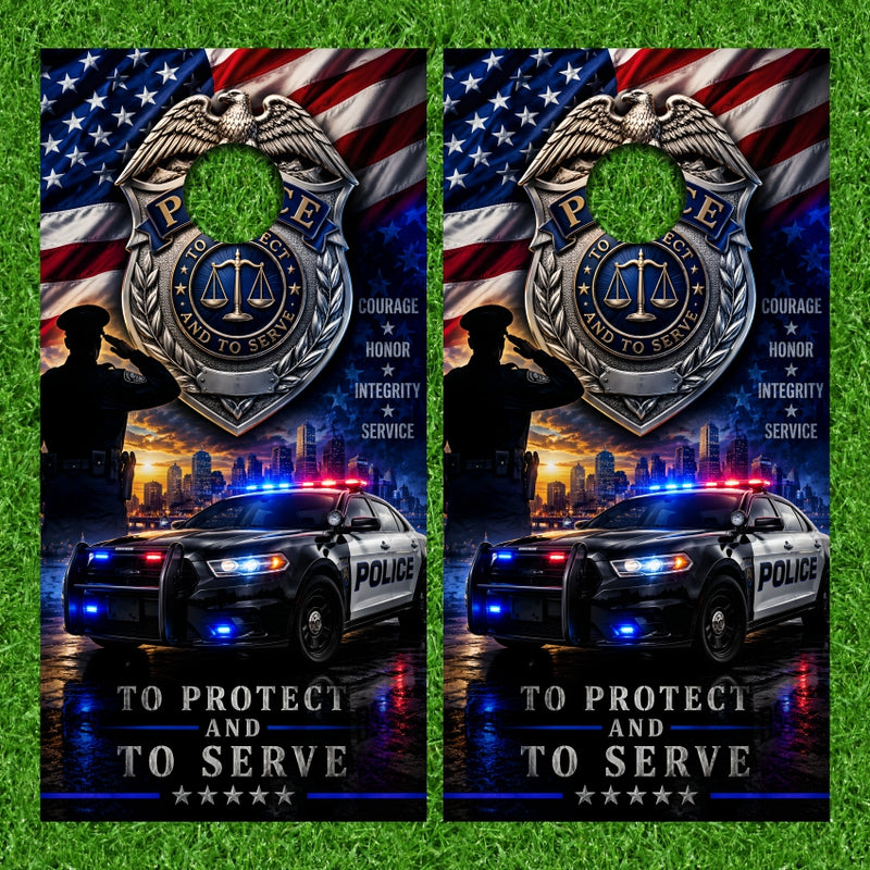 Police Thin Blue Line Police Theme Version 3 Cornhole Wraps