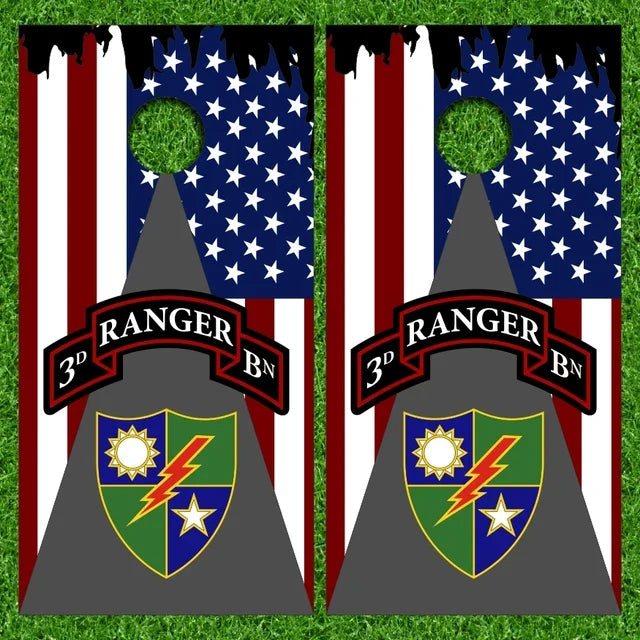3D Ranger BN with American Flag Triangle Background Cornhole Wraps