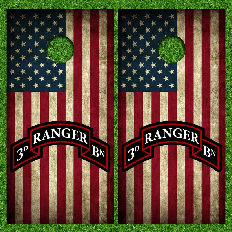 3D Ranger BN with Vintage Grunge American Flag Background Cornhole Wraps