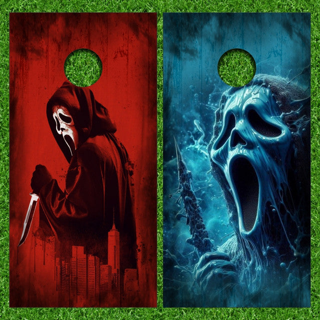 Horror Scream Ghostface Reaper Halloween Scary Style Cornhole Wraps