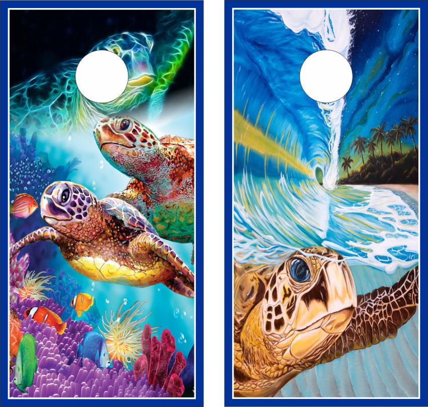 Sea Turtles Painting Theme Cornhole Wraps