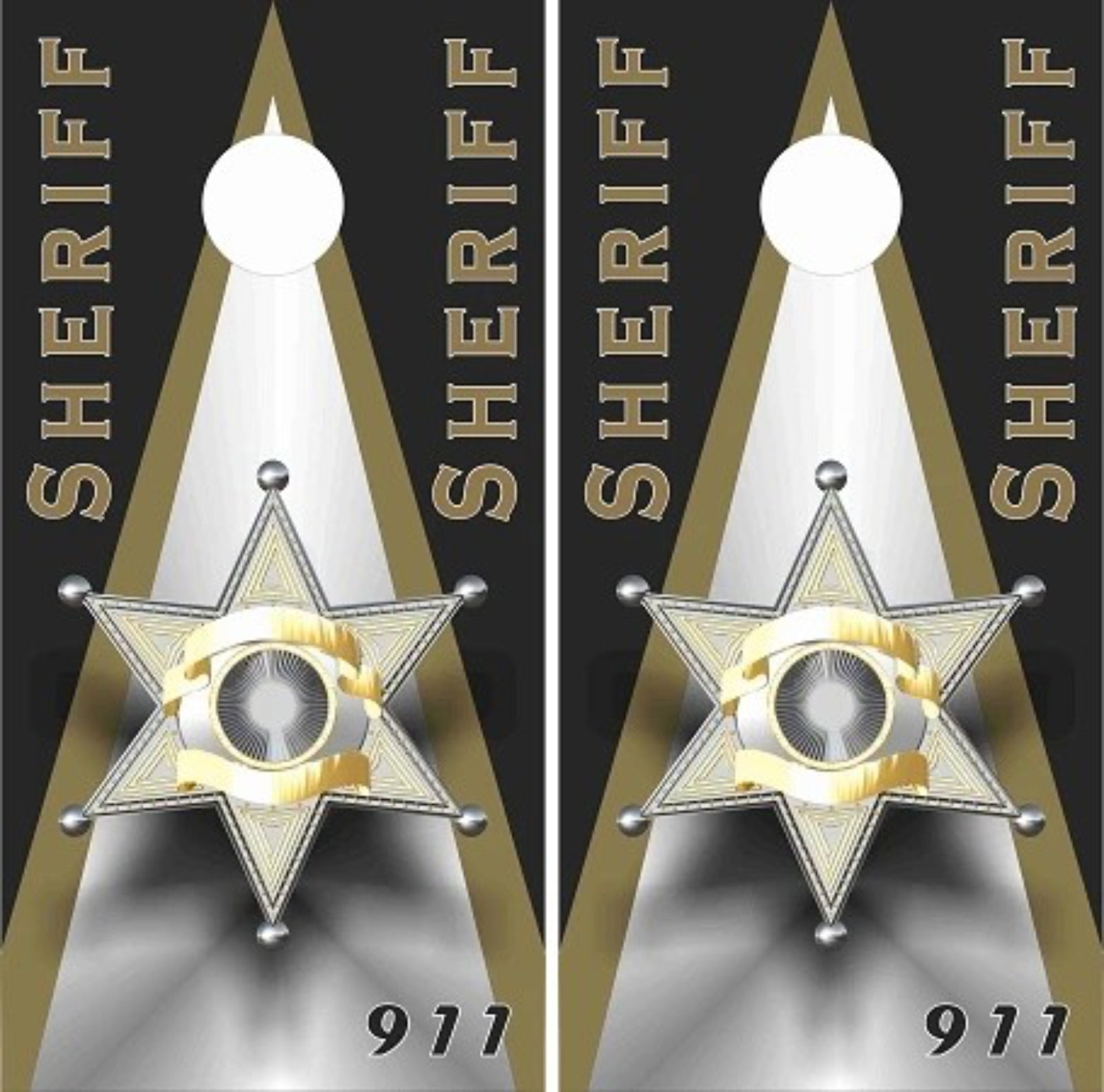 Sheriff 911 CUSTOM Badge with Triangle Style Background Cornhole Wraps