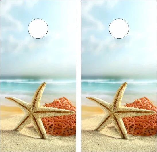 Starfish in the Sand Beach Life Cornhole Wraps Version 2