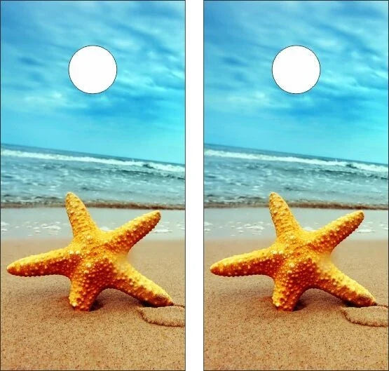 Starfish in the Sand Beach Life Cornhole Wraps Version 3