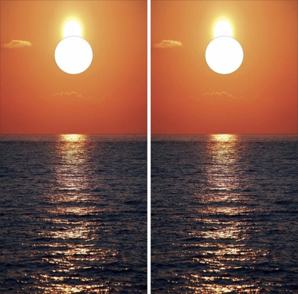 Beach Sunset Calm Ocean Scene Cornhole Wraps