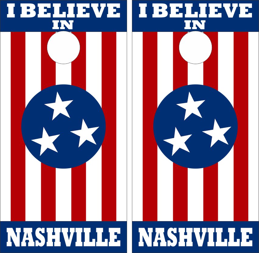 I Believe In Nashville Tennessee Flag Cornhole Wraps