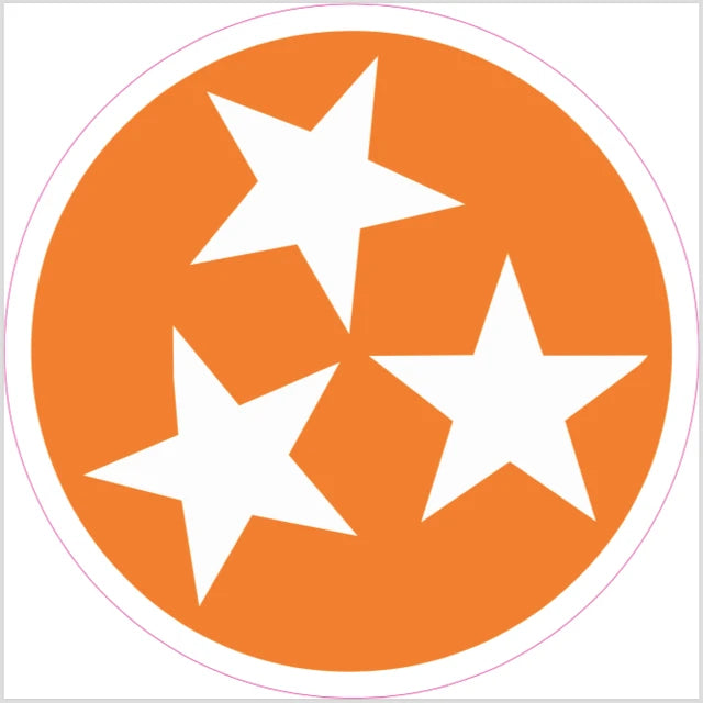 Tennessee TN Circle Flag Orange & White Decal