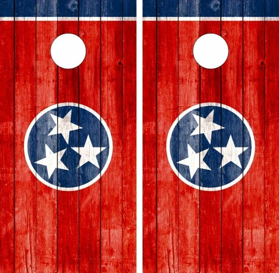 Tennessee Weathered Wood Flag Cornhole Wraps