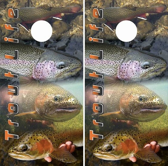 Trout Life Underwater Fish Collage Cornhole Wraps