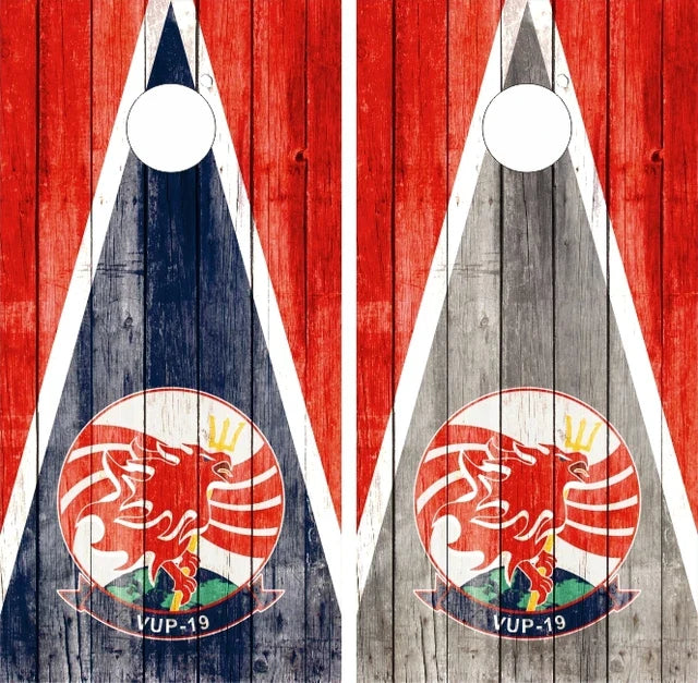 Navy 1st Squadron VUP-19 Weathered Wood Look Cornhole Wraps