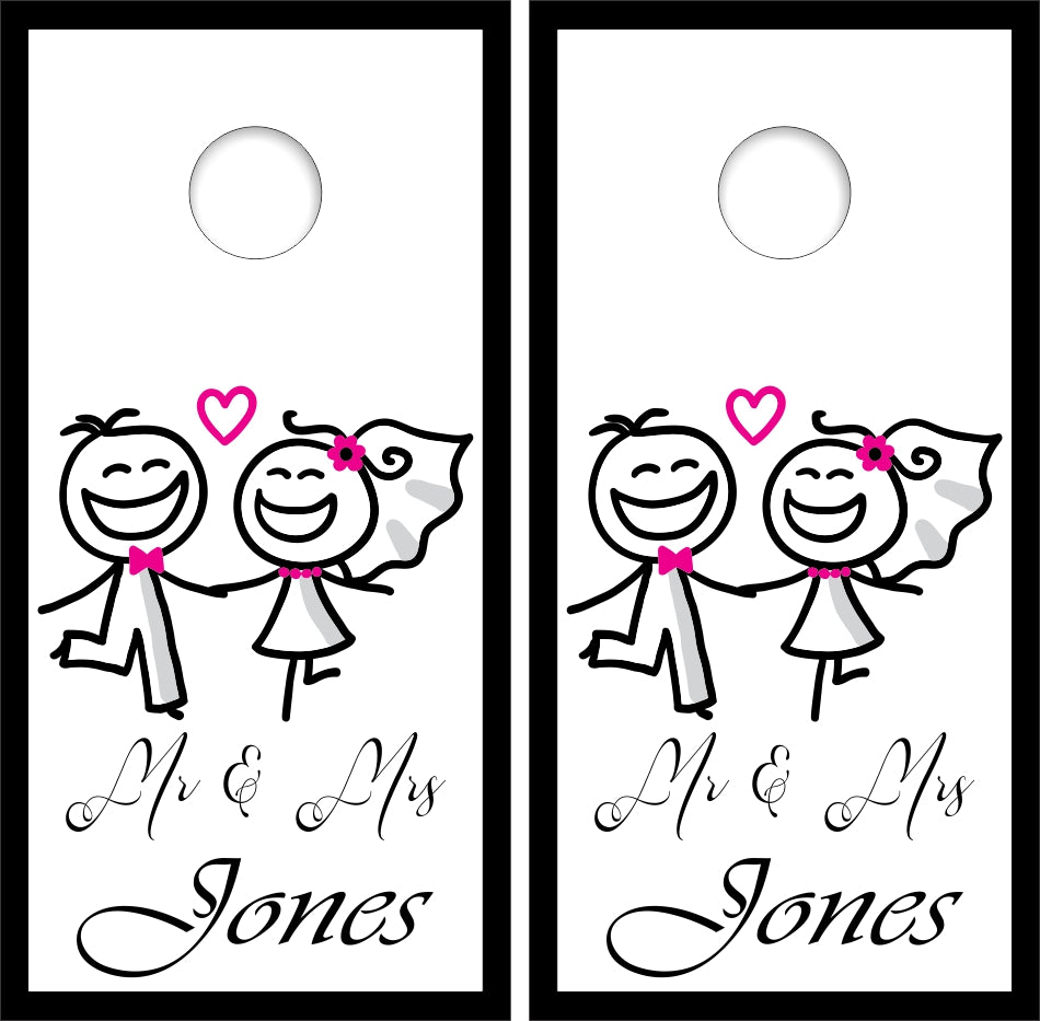 Wedding Monogram Date Established Couples In Love Cornhole Wraps