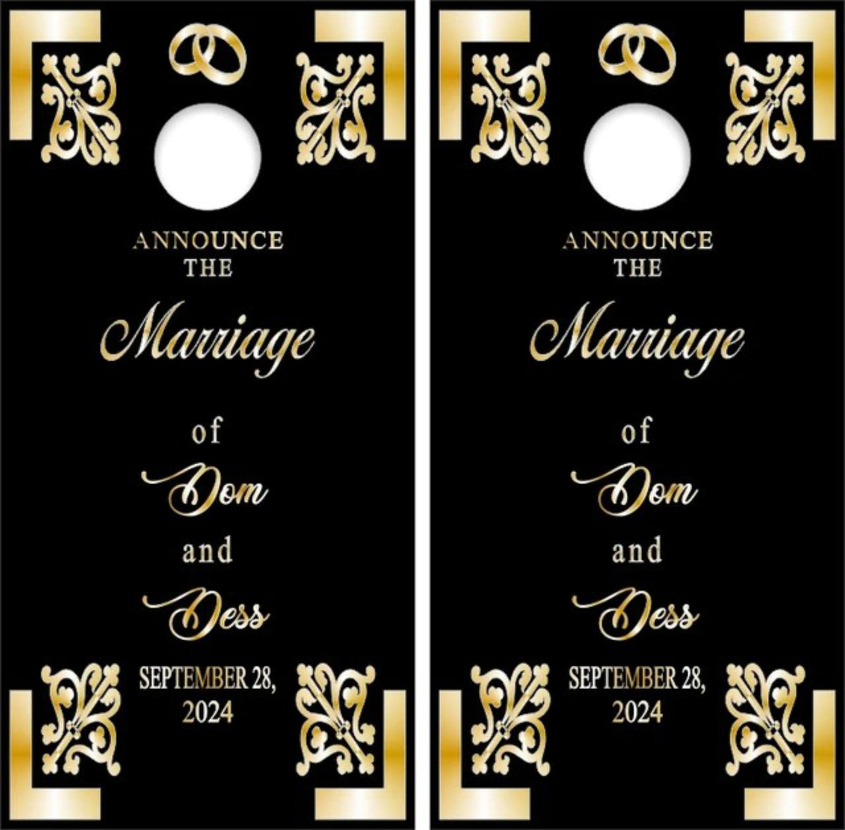 Wedding Invitation Style Custom Name Cornhole Wraps