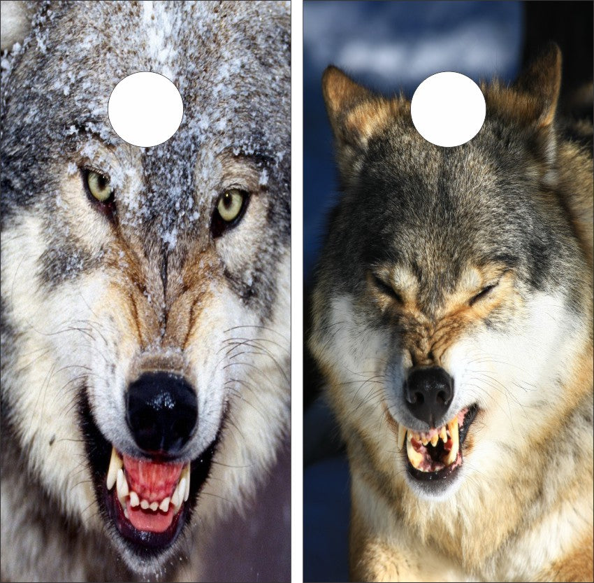 Wolves Showing Teeth Cornhole Wraps