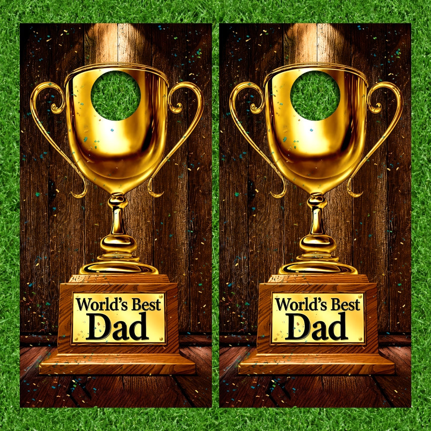 World's Best Dad Trophy Cornhole Wraps