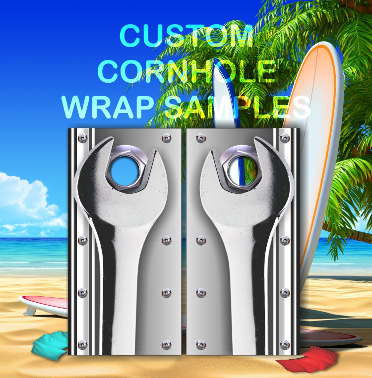 Mechanics Tools Wrenches Nuts and Bolts Cornhole Wraps