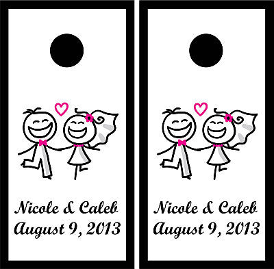Customize Your Name on this Wedding Monogram Date Established Couples In Love Cornhole Wraps